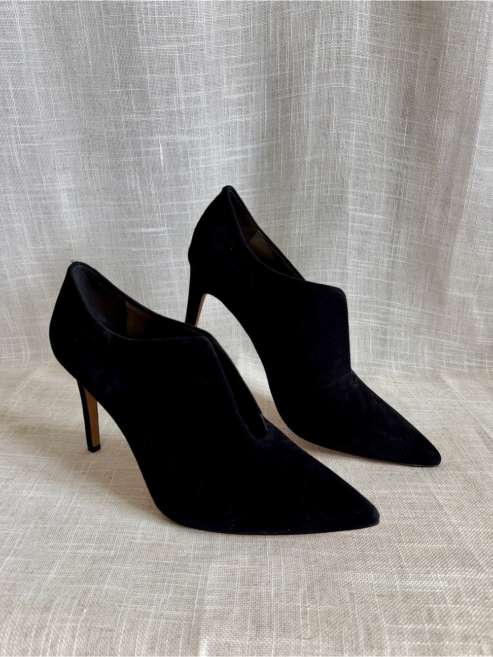 Vince Camuto Black Suede Pointed Toe High Heel Booties